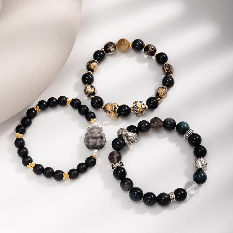 Gold Multicolor Agate Beaded Bracelet(副本)