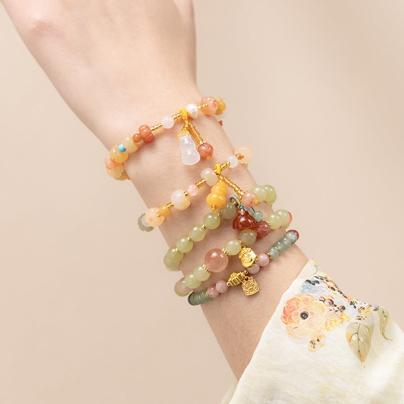 Gold &amp; Blue Agate Beaded Bracele (Copy)