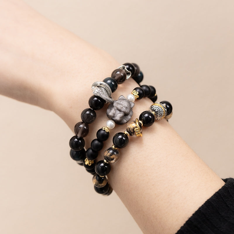 Gold Multicolor Agate Beaded Bracelet（副本）